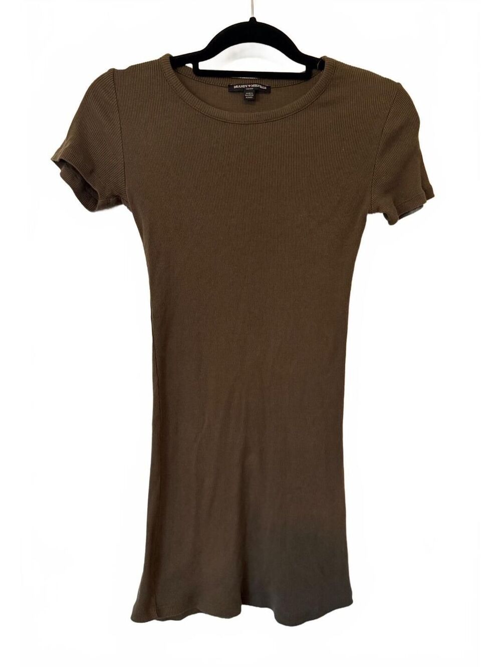 Brandy Melville Ribbed Olive Green Tshirt Bodycon Dress Basic
